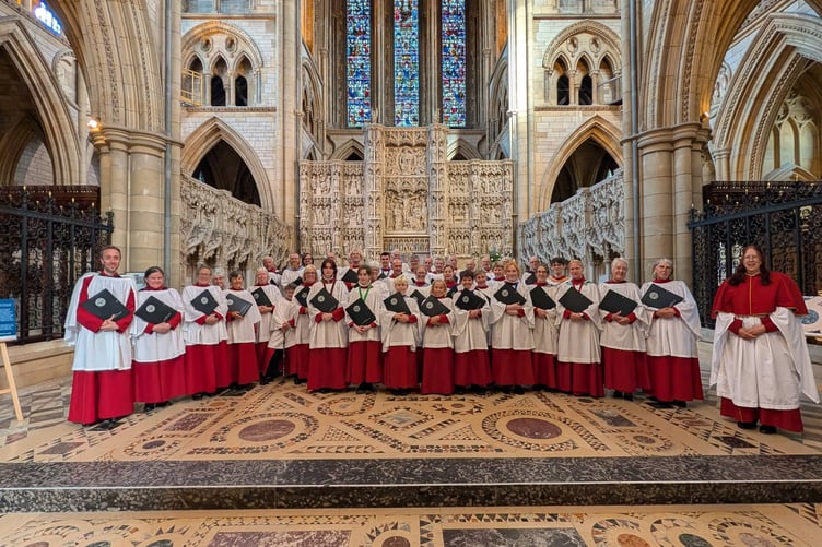 The Holy Cross Choir during their recent visit to Truro Cathedral.