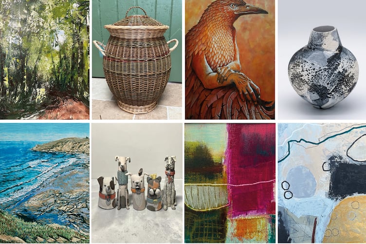 Some of the work of the artists which will be at The White Room Devon Open Studios Exhibition.