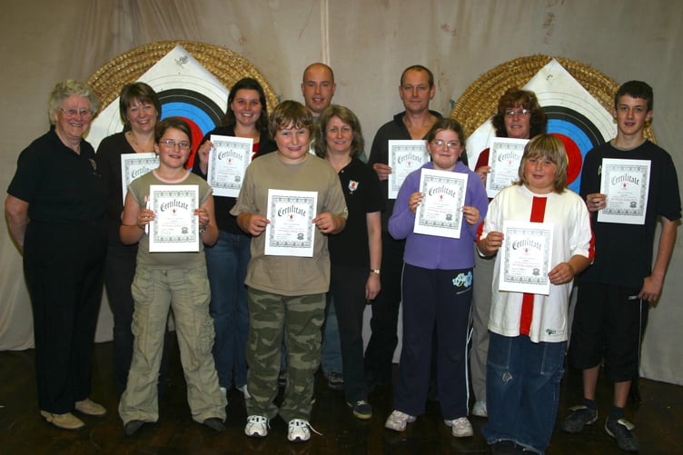 Certificate recipients at the end of a six-week beginners course held by Kyrton Archers at Queen Elizabeth's Community College in October 2006. IMG_9659