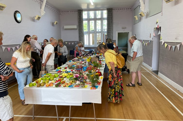 5 September 2026 Colebrooke Flower and Produce Show The exhibits in the parish hall (Will Goddard, Crediton Courier)