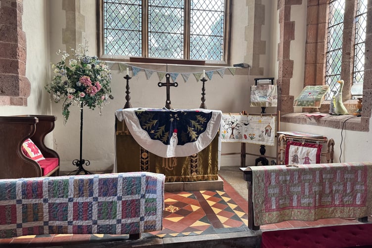 Quilts in the Chancel area of Coldridge Parish Church. AQ 0123