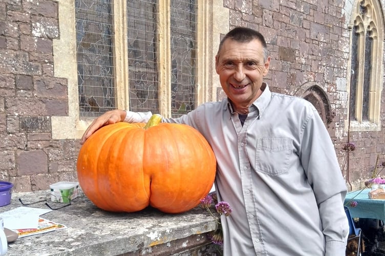 Festival-goers guessed the weight of Adrian Iles' giant 30.1kg pumpkin