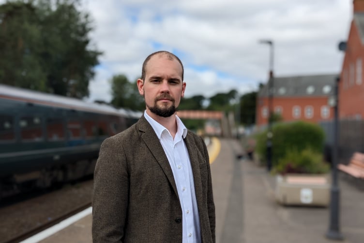 Ed Tyldesley, pictured at Crediton Railway Station, has been selected as the Liberal Democrat parliamentary candidate for Central Devon.