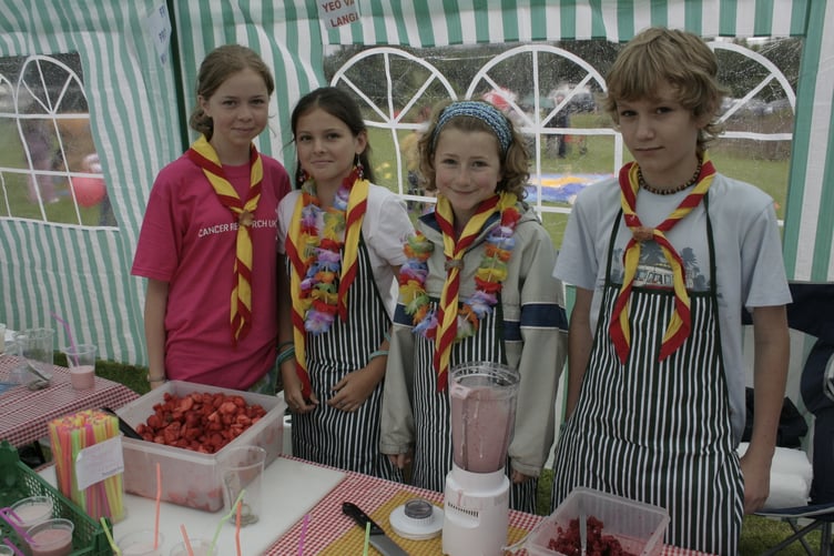 Members of Tedburn and Cheriton Scouts sold smoothies at a 24-hour Race for Life event held at Tedburn St Mary in June 2007. IMG_7056