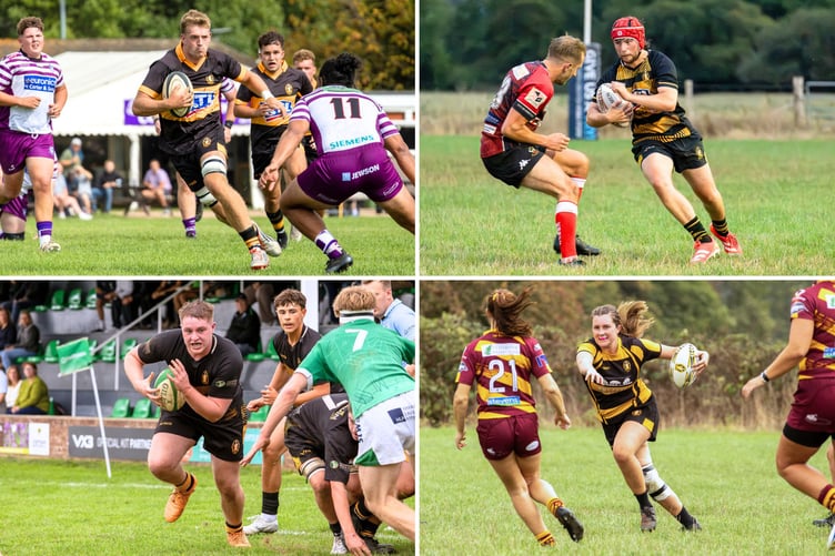 Clockwise from top left, Crediton RFC 1sts vs Exmouth, 2nds vs Exeter Saracens, Women vs Okehampton, Colts vs Sidmouth