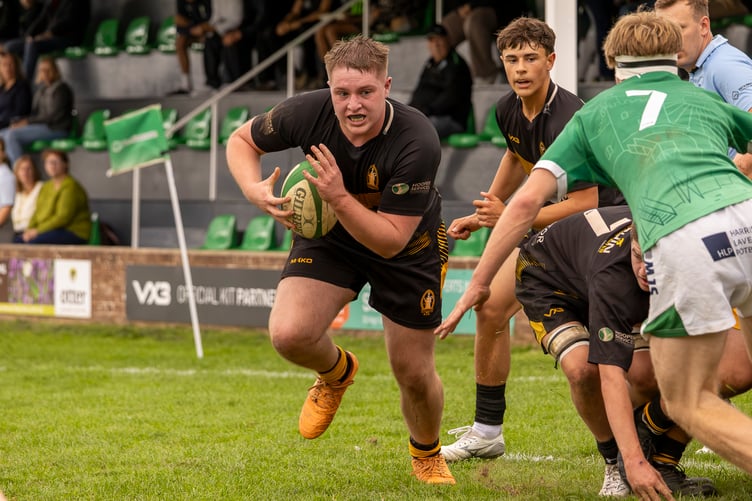 Tommy Murch ready to power through the defence for Crediton RFC Colts vs Sidmouth