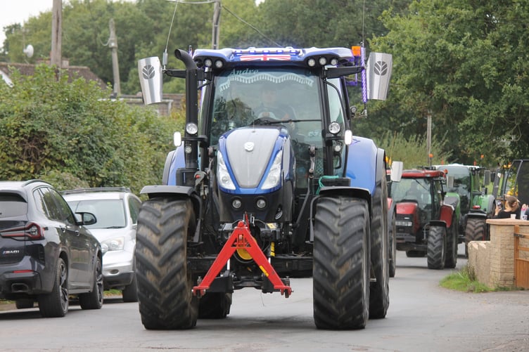 Tractors heading through Black Dog on the Tractor Run. AQ 2218
