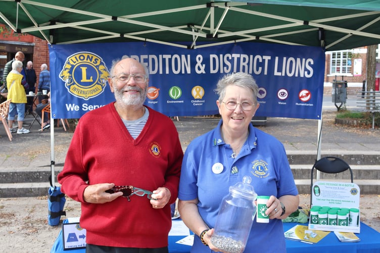 Carole Thomas and Tony Fitzwalter were collecting specs, hearing aid batteries and bras for recycling