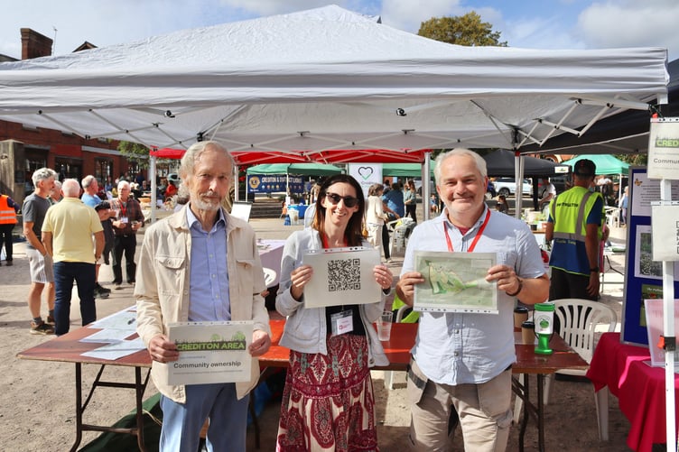 From left, Tom Griffith-Jones, Vix Frisby, and Dave Harris of the new Crediton Area Community Land Trust