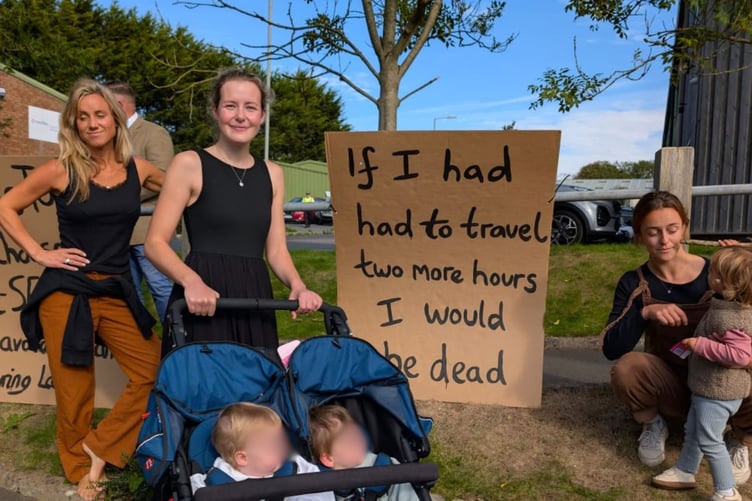 A protest was held prior to a council meeting at Bideford over the ongoing closure of North Devon District Hospital's Ladywell Unit