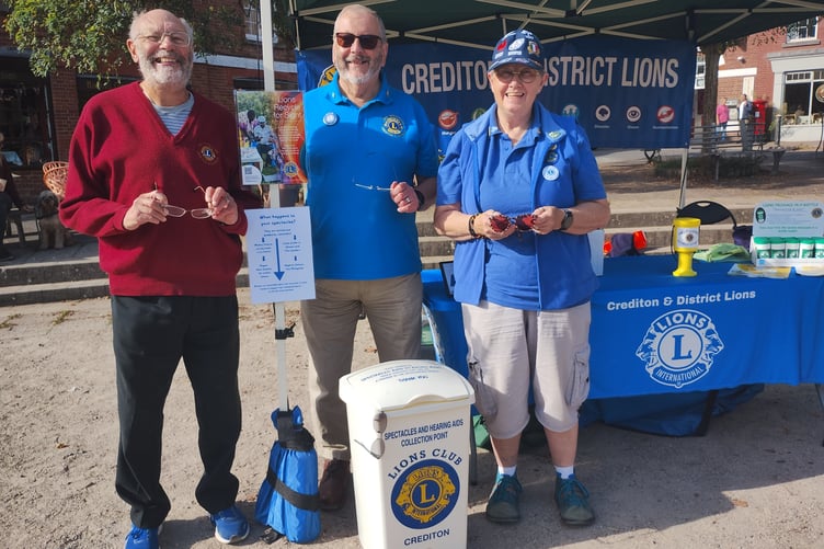 Crediton Lions collecting spectacles in Crediton Town Square.