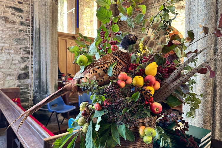 One of the harvest displays in Coldridge Parish Church. AQ 1569