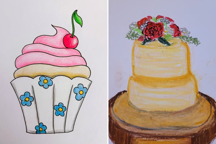 Cakes by Miss Hart, left, and Miss Down of Haywards Primary School