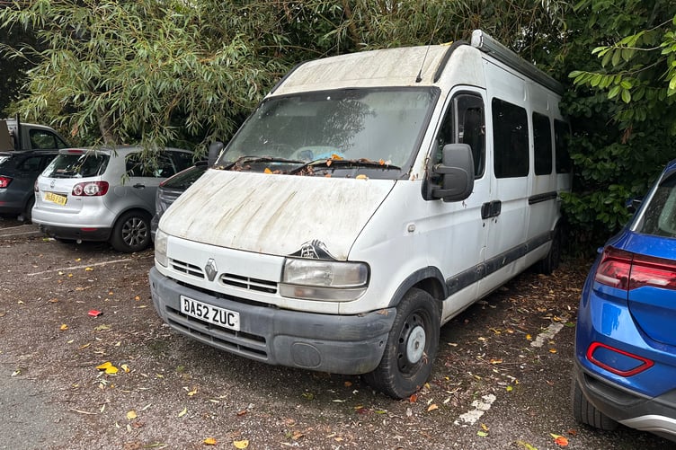 One of the vehicles, filled with rubbish, which has not moved at the Station car park for many months. AQ 0301