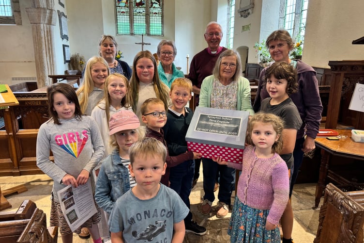 Spreyton School time capsule was presented to mark 575 years of St Michael’s Church at Spreyton. AQ 1829
