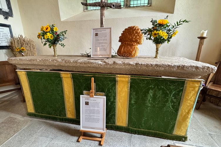 Spreyton Church is unique by having a granite altar. AQ 1846