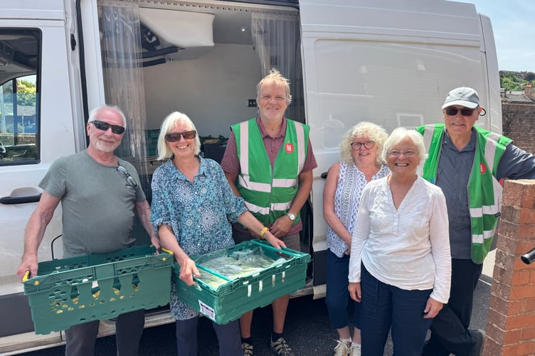 Crediton Food Larder Group volunteers taking a delivery of food from Exeter Food Action at Crediton Age Concern. AQ 1994
