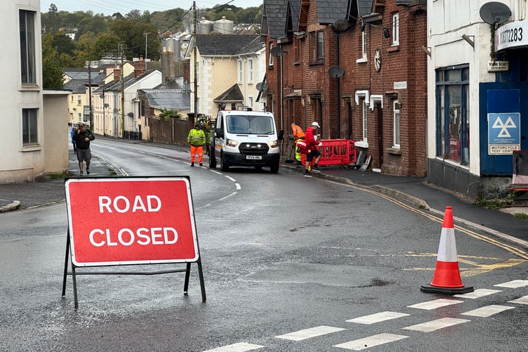 The road closure of Charlotte Street at Exeter Road junction. AQ 3084