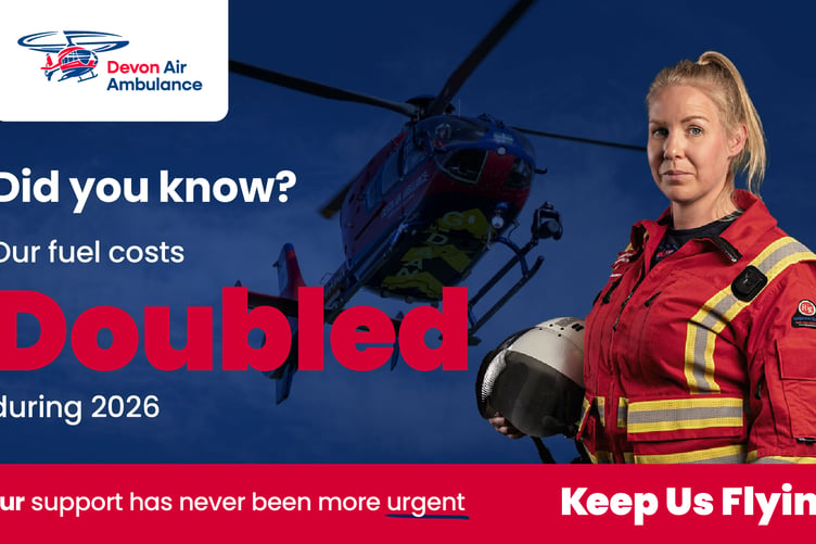 Devon Air Ambulance fuel costs doubled in 2026.