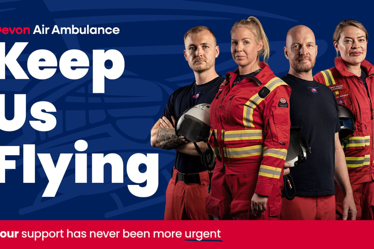 A poster about the Devon Air Ambulance Keep Us Flying appeal.