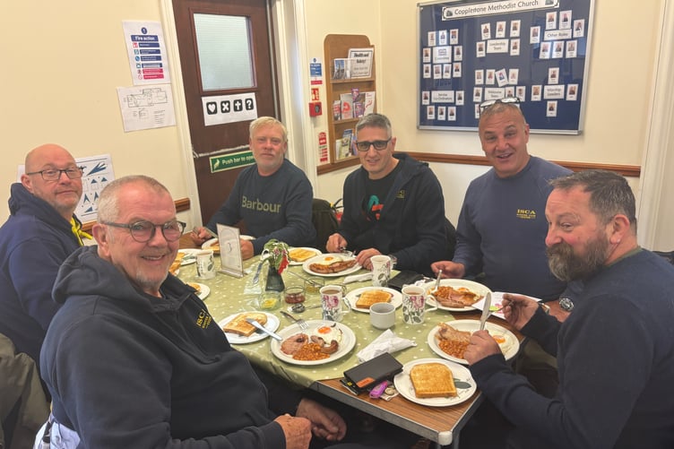 Some of the members of Isca Scooter Club enjoyed a hearty breakfast.