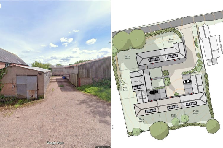 The site, left, and a possible layout, right