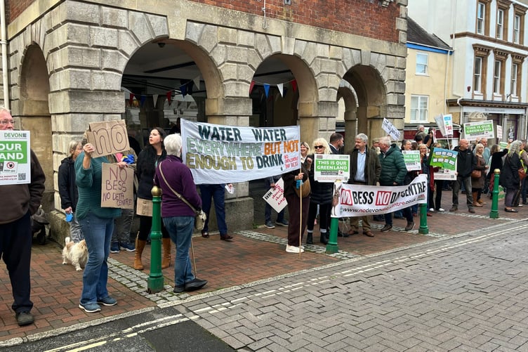 Protesters against the AI data centre proposed for Torrington