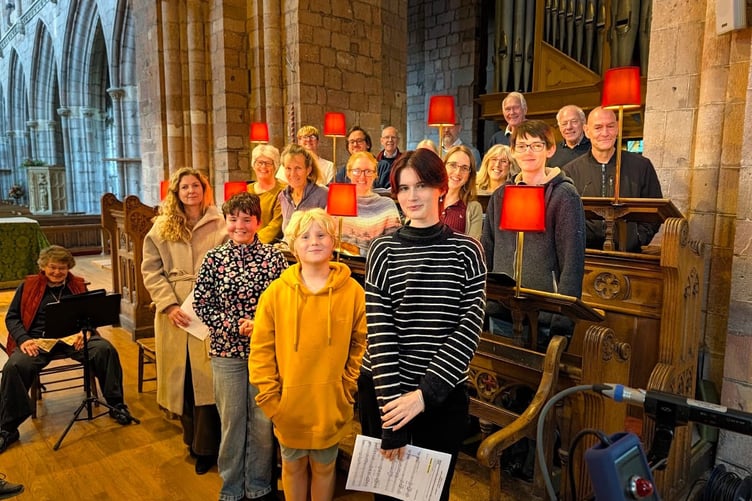 Holy Cross Choir members during rehearsals for the BBC Radio 4 service.