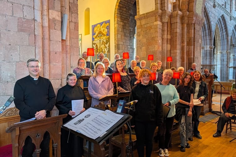 Some of the choir and clergy during rehearsals for the BBC Radio 4 service.