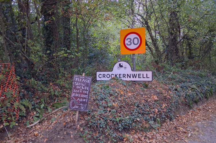 The Crockernwell road sign on the approach to Yeoford. Photo: Elizabeth Wakley