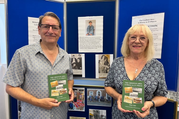 Crediton Museum members with the newly-launched book by the late Tony Gale ‘The Crediton Area: A History in 21 Objects’, on sale now at the museum. AQ 8661