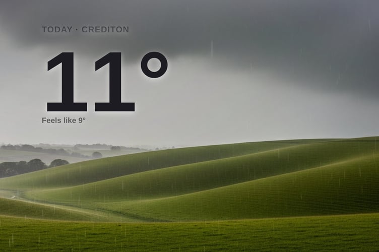 Crediton weather: heavy rain Friday with rain expected and a high of 11°C