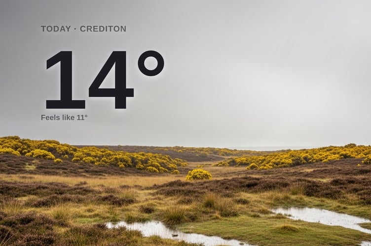 Crediton weather: cloudy Tuesday with rain expected and a high of 13°C