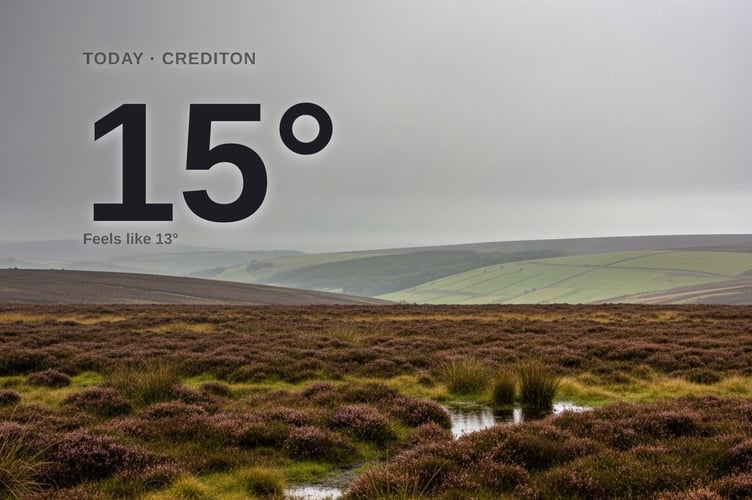 Crediton weather: rainy Thursday with rain expected and a high of 15°C