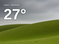 Crediton: overcast day, high of 27°C