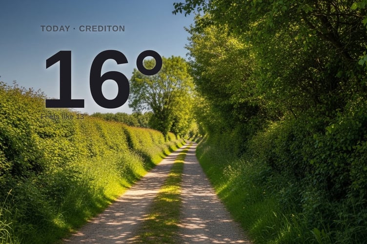 Crediton weather: sunny Friday with little chance of rain and a high of 15°C