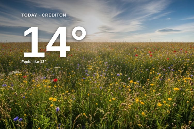 Crediton weather: partly cloudy Saturday with little chance of rain and a high of 14°C