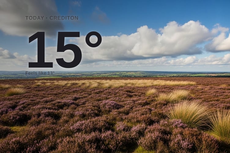 Crediton weather: partly cloudy Thursday with little chance of rain and a high of 15°C
