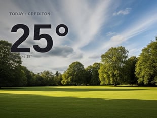 Crediton: partly cloudy day, high of 25°C